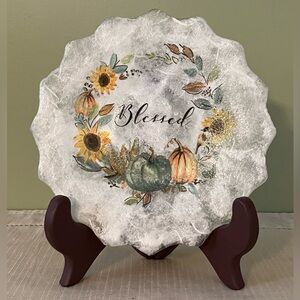 Decorated Plate, Decoupage, Blessed, Home Decor